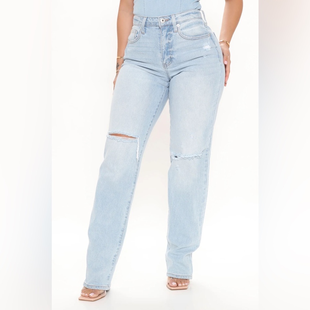 Fashion Nova Light Blue Straight Leg Jeans